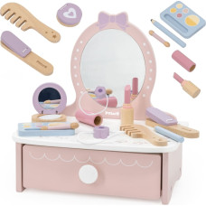 Sminkbord i trä med tillbehör — en liten prinsessas hörna