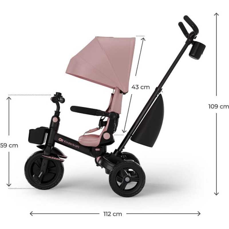 Kinderkraft trehjuling AVEO 2 Plus, rosa
