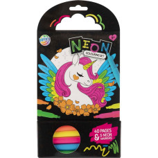 Moxy målarbok ”Neon” med tuschpennor, 40 sidor