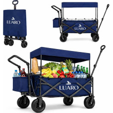 LUARO hopfällbar strandvagn med tak och nät, mörkblå