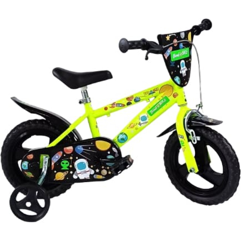 Bimbo Bike barncykel 12" "GALAXY", svart/neongrön