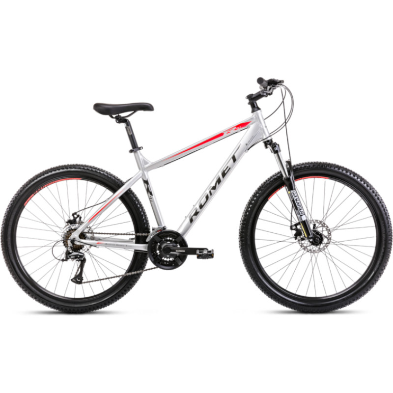 Romet ungdomscykel ROMET Rambler R7.1, 27,5", silver-röd (L)