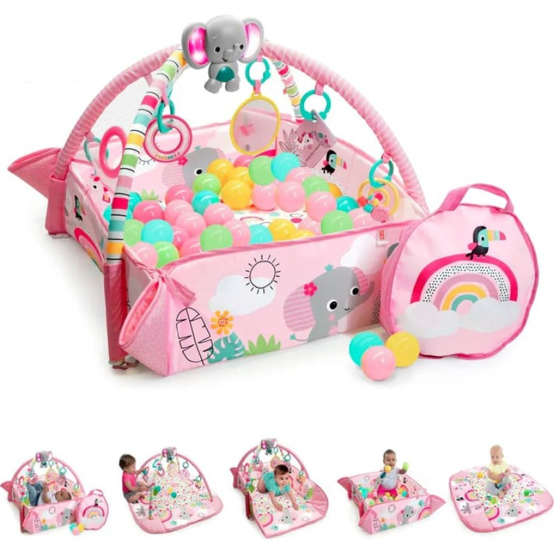 Bright Starts lekmatta – 12625 – aktivitetsgym och bollhav – Rainbow Tropics