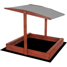 Springos sluten sandlåda i trä med tak och bänkar, 140×140 cm (SBP140RSET02)