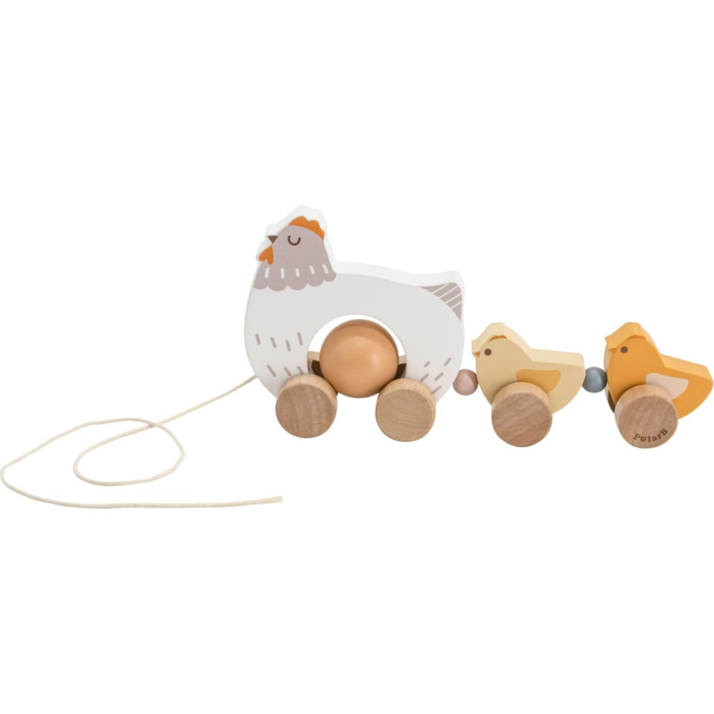 Viga PolarB dragleksak – trähöna med kycklingar