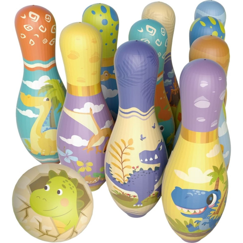 Woopie skicklighetsspel – dinosauriebowling, set med 12 delar