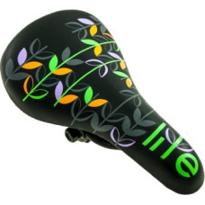 Bimbo Bike Bicycle saddle for children bicycle "LEAF", black with leaf motive