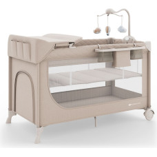 Kinderkraft resesäng LEODY UP, beige, med tillbehör