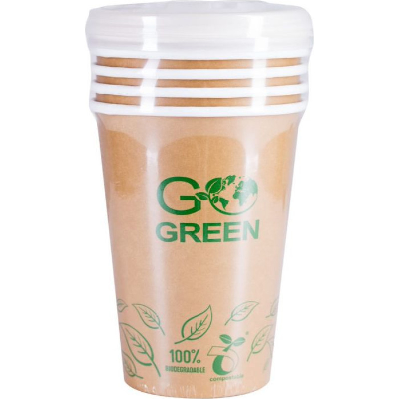 Gogreen Kompostējamie ēdienu trauki ar vāciņiem Go Green 940ml 5gab./ 0,131kg