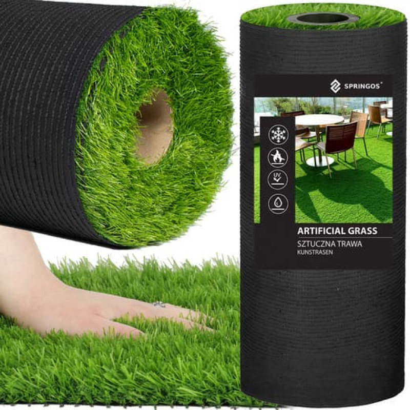 Artificial grass Springos GA0043 2 m for terrace balcony UV‑resistant 32 mm