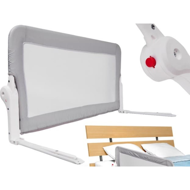 Sängskydd med öppningsfunktion, 200 cm, grå