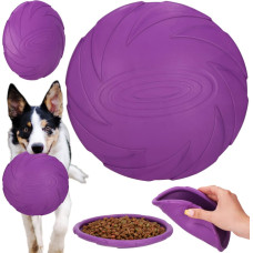 Springos hundfrisbee 2-i-1 – apporteringsskiva och matskål, lila, Ø18 cm