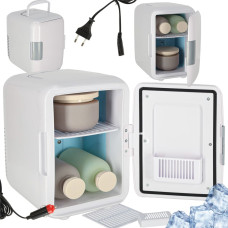 Elektrisk minibilkyl för resor, för uppvärmning och kylning av mat och kosmetika, 2-i-1, 4L, vit
