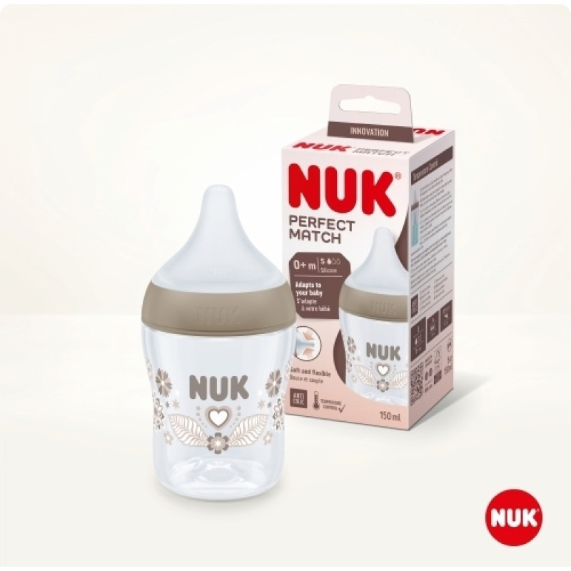 NUK PERFECT nappflaska 150 ml, med hjärtan, artikelnummer 449973 / 572533 / 10743092
