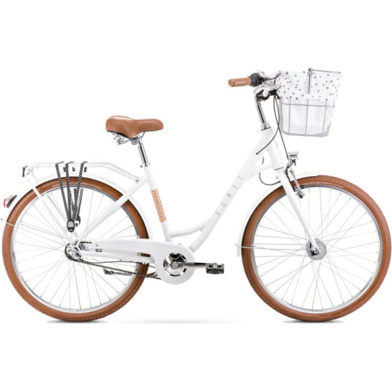 Romet cykel ROMET Pop Art Classic 26, vit, med framkorg