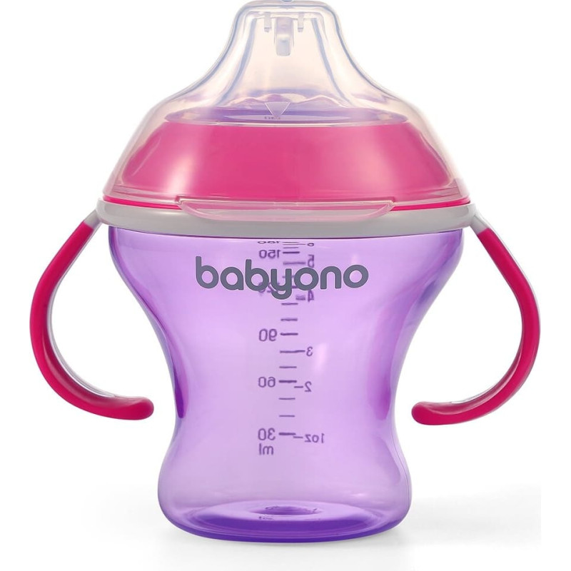 Babyono spillfri mugg med hård pip 180 ml – Natural Nursing, rosa (1456/02)