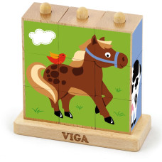 VIGA koka kluču puzle FARM ANIMALS 9gb. 24m+, 50833