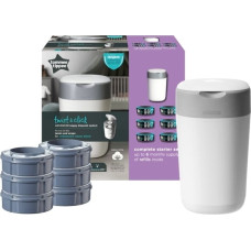 TOMMEE TIPPEE Sangenic Twist & Click Autiņbiksīšu konteiners + 6kasetes, balts