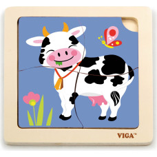 VIGA koka puzle COW 18m+ 4elem., 51313