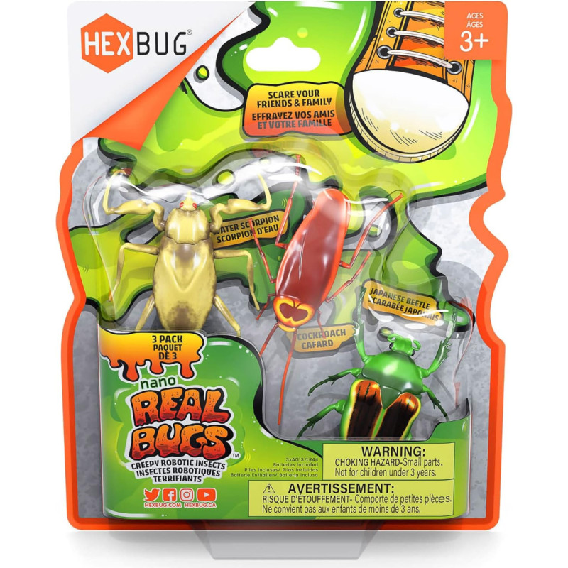 Hex Bots HEXBUG Interaktīvā rotaļlieta Nano reālistiskās vaboles, 3-paka