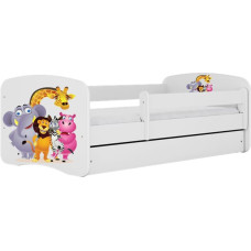 KOCOT KIDS gulta bez atvilktnes ar matraci BABYDREAMS white Zoo 140x70cm