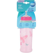 CANPOL BABIES Butterfly pudelīte ar salmiņu 350ml 12m+ 56/515 pink ATLAIDE