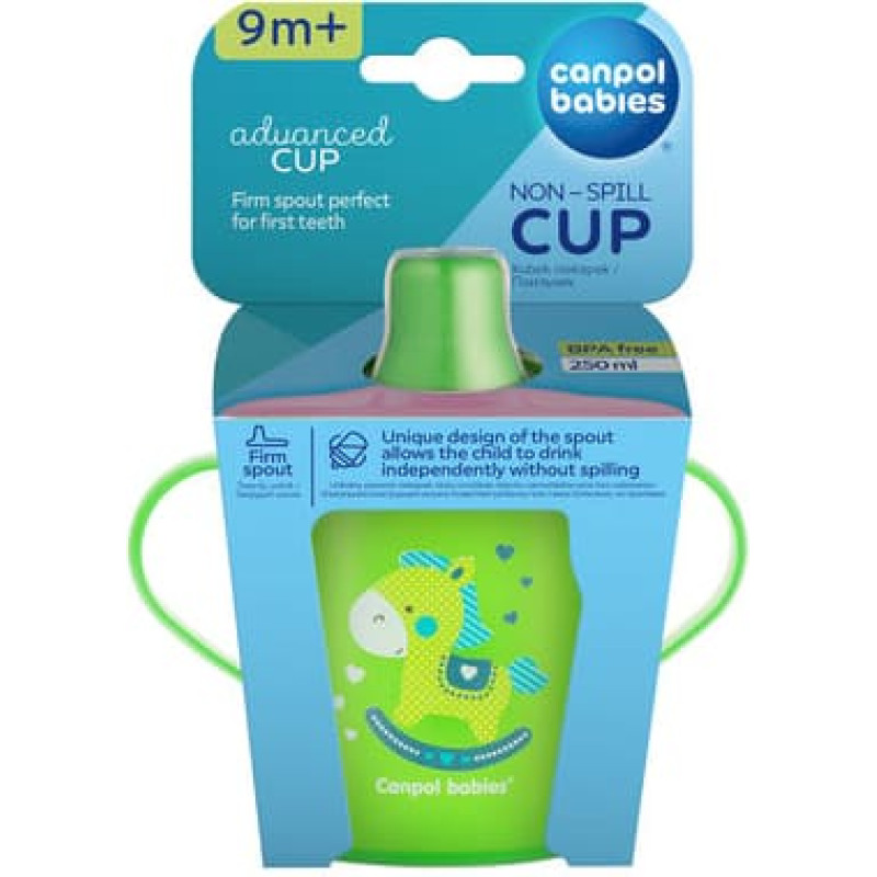 CANPOL BABIES TOYS krūzīte ar rokturiem 250ml 9m+ 31/200 zaļa ATLAIDE