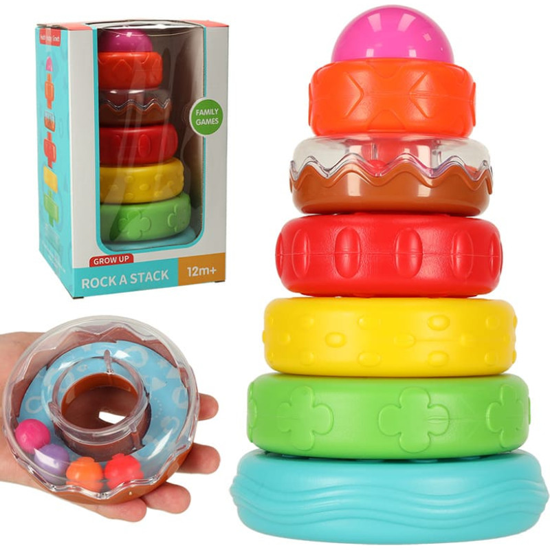 Piramīdas tornis izglītojoša sensorā puzle krāsains Montessori