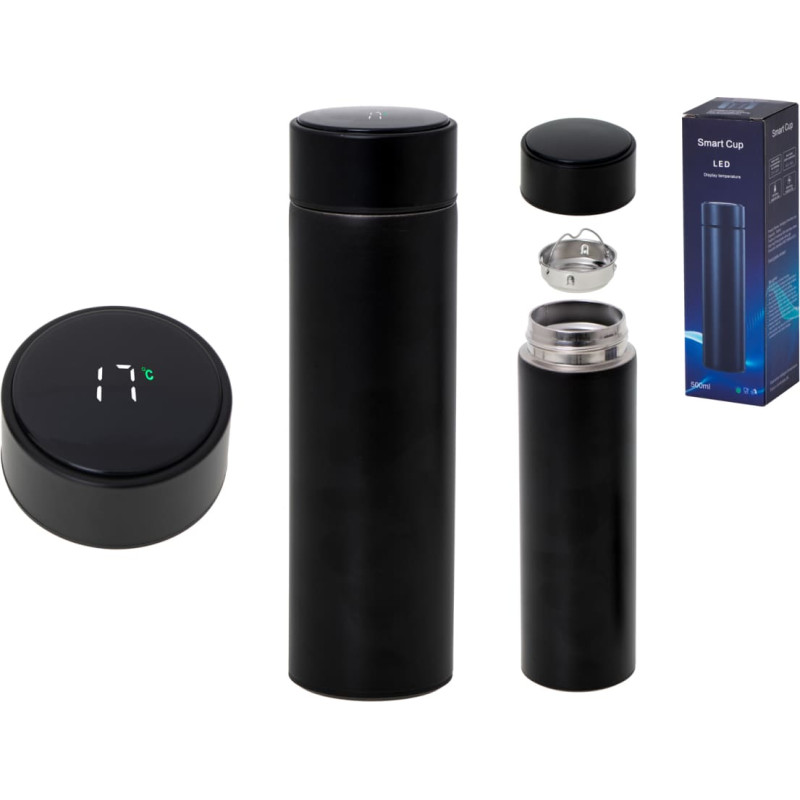 Termosmugg med smart LED-display, 500 ml, svart