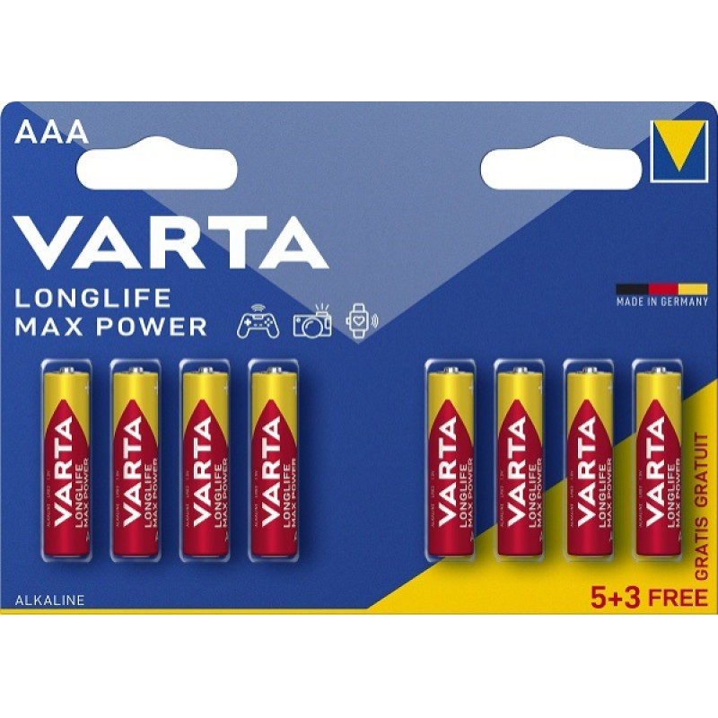 Varta Longlife Max Power Alkaline LR03  AAA  patareid, 8 tk