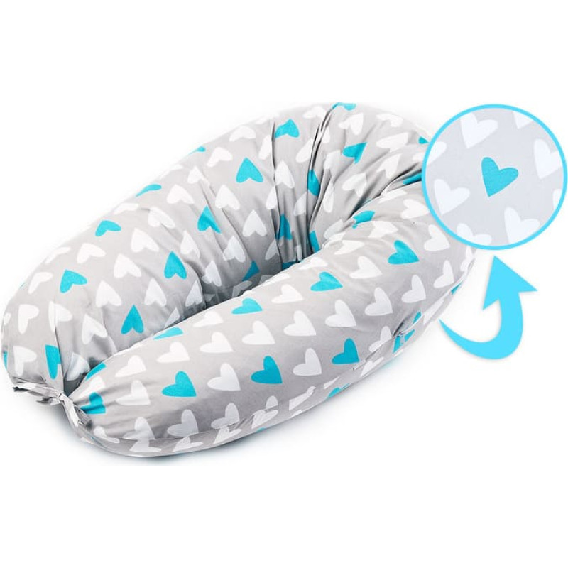 Sensillo XL  Graviditets-kudde  Hearts torquoise