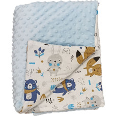 Duet Baby Blanket - 664- with filling - MINKY / COTTON  - size 75x90 - BLUE