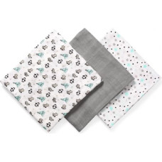 Babyono Art. 397/02 muslinfiltar, 3-pack, med tryck, 70 × 70 cm