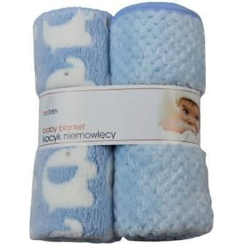 Duet Baby Blanket - 875 - CORAL + PRINT 3D - 2 PACK - size 80x90 - BLUE