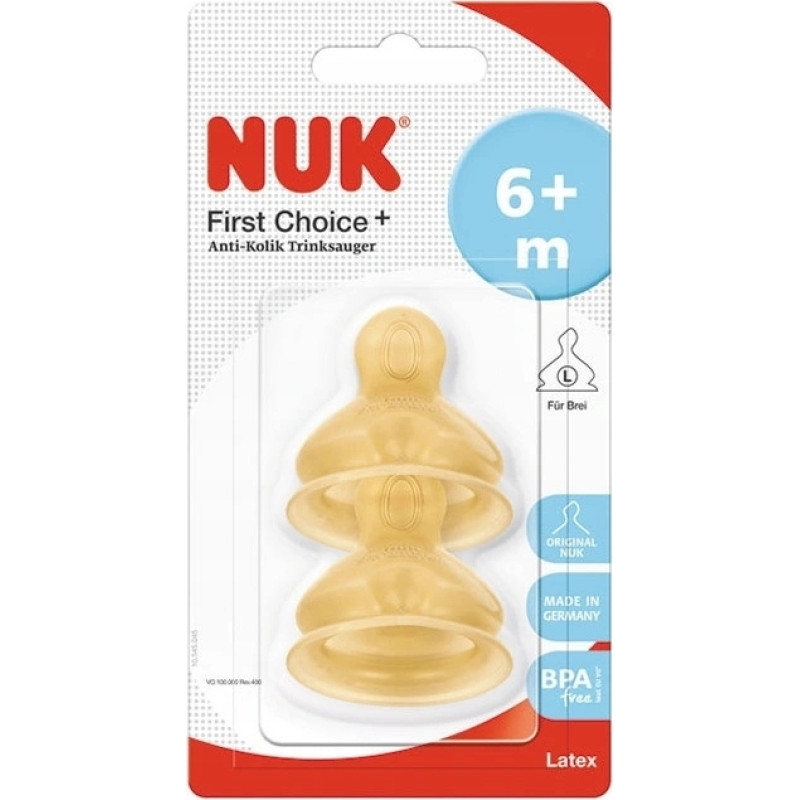 NUK 713243 LATEX BOTTLE teat 6-18 L 2 PCS