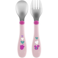 Chicco 086634 METAL CUTLERY 18M + PINK