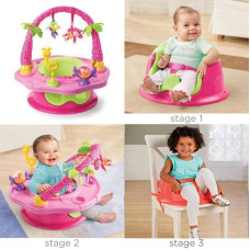 SUMMER INFANT krēsls 3in1 - SM13306A- DELUXE ISLAND GIGGLES SUPER SEAT - PINK