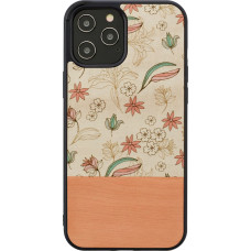 Man&Wood case for iPhone 12/12 Pro pink flower black