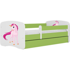 Kocot Kids babydreams green unicorn gulta bez atvilktnes ar matraci 140/70