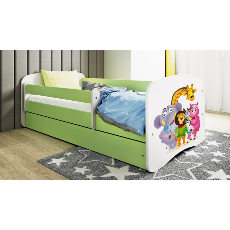 Kocot Kids babydreams green zoo gulta ar atvilktni un matraci 140/70