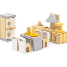 Viga PolarB Zestaw Mebelków do Domku dla Lalek Kuchnia Jadalnia