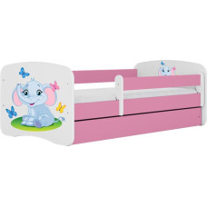 Kocot Kids babydreams pink baby elephant gulta bez atvilktnes ar matraci 140/70