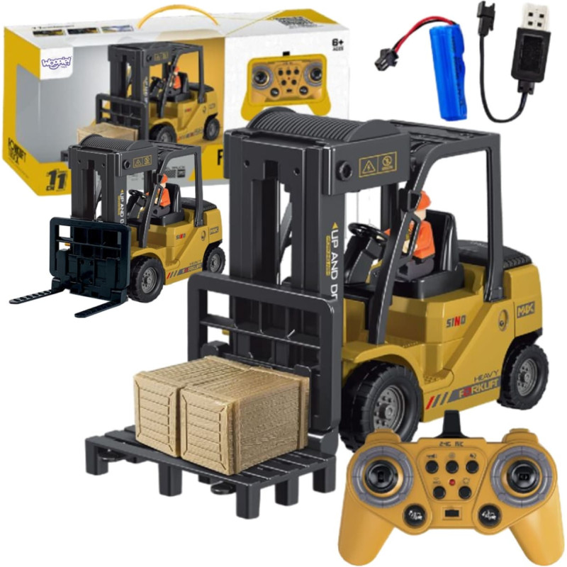 Woopie Zdalnie Sterowany Wózek Widłowy 2w1 Dźwig RC - Skala 1:24