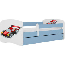 Kocot Kids babydreams blue racing car gulta bez atvilktnes ar matraci 140/70