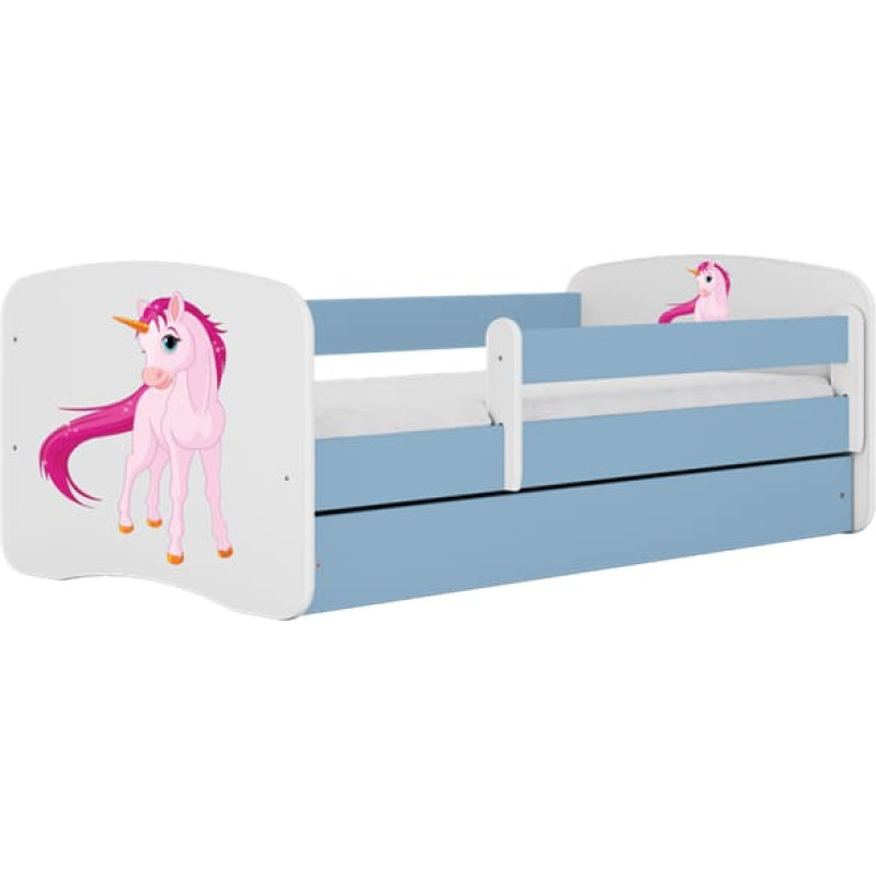 Kocot Kids babydreams blue unicorn gulta ar atvilktni un matraci 140/70