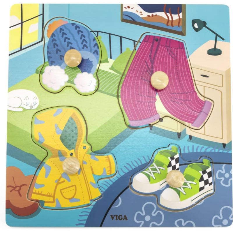 Viga Drewniane Puzzle z Pinezkami Ubrania