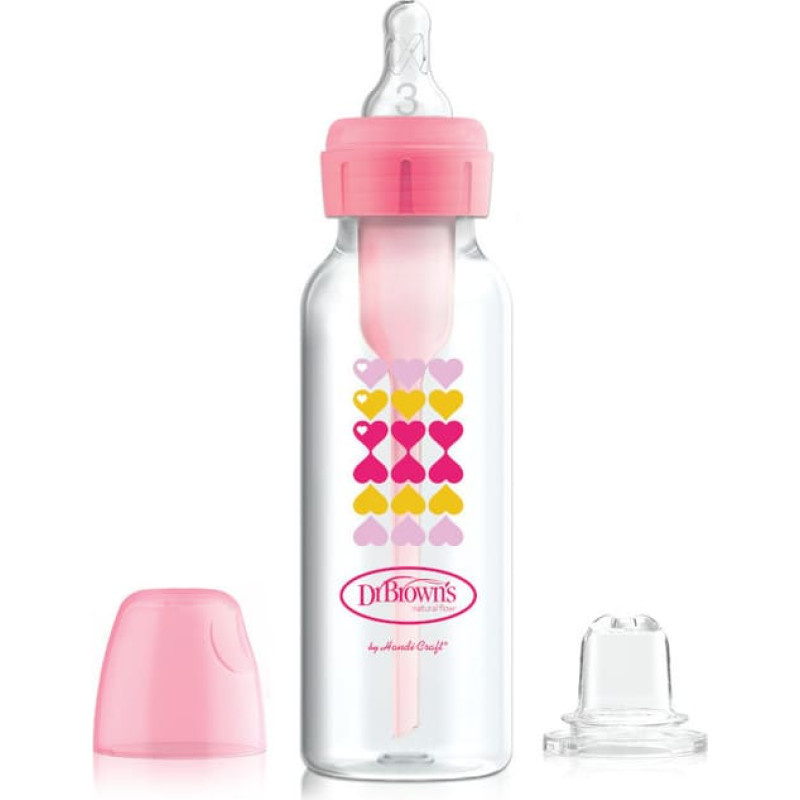 Dr.browns SB81918 oz/250 ml PP Narrow Options+ Bottle to Sippy Starter Kit, Pink Hearts (+L3 Nipple)