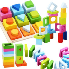 Classic World Układanka Nauka Kształtów i Liczenia 5w1 Domino Sorter MONTESSORI 28 el.