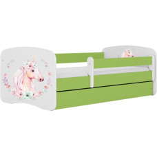 Kocot Kids babydreams green horse gulta bez atvilktnes ar matraci 160/80