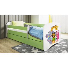 Kocot Kids babydreams green zoo gulta ar atvilktni un matraci 160/80